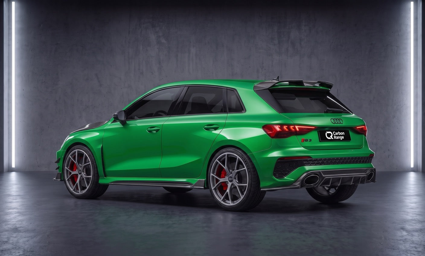 Audi RS3 8Y Carbon Aero Kit Kyalami Green – Heck-Schräg